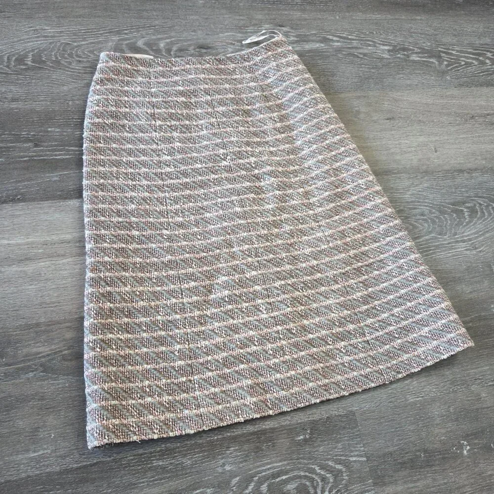 Authentic Chanel Tweed Skirt Gold Hardware FR 36 Beige w/ Official COA